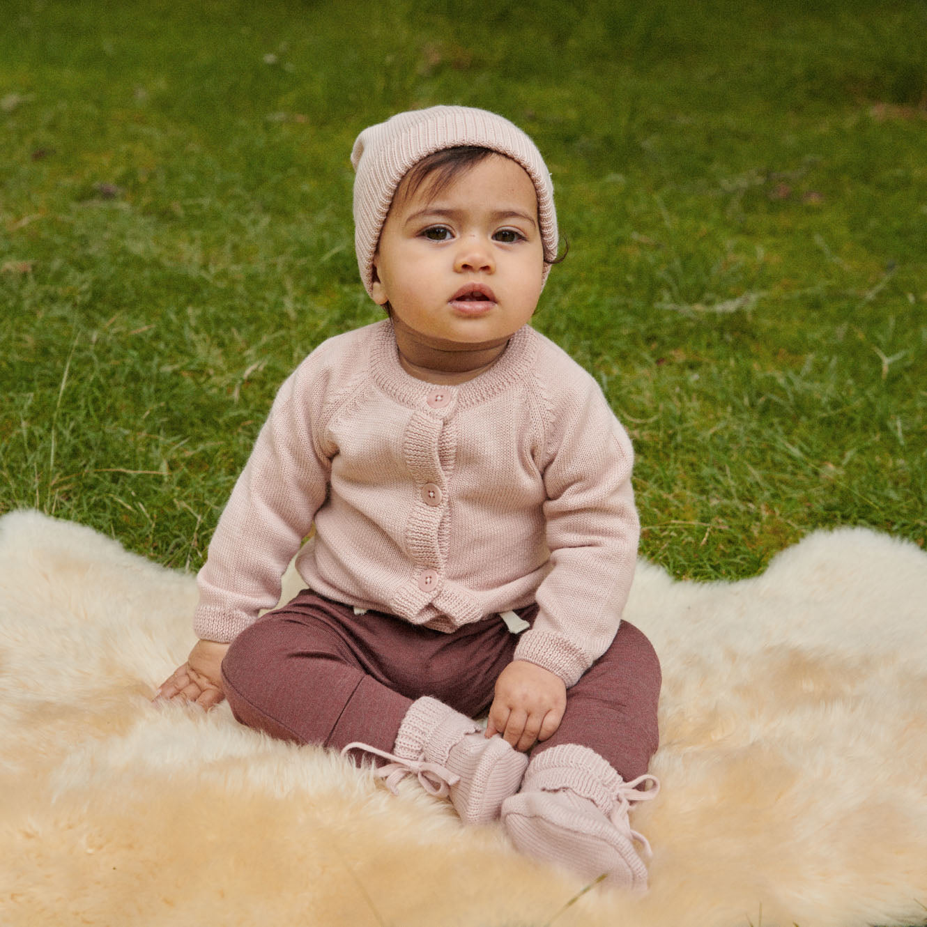 Nature Baby Merino Knit Cardigan Rose Dust