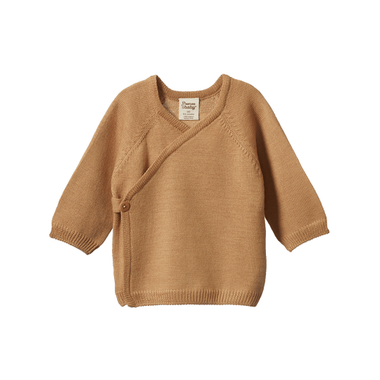 Nature Baby Merino Knit Kimono Jacket Caramel