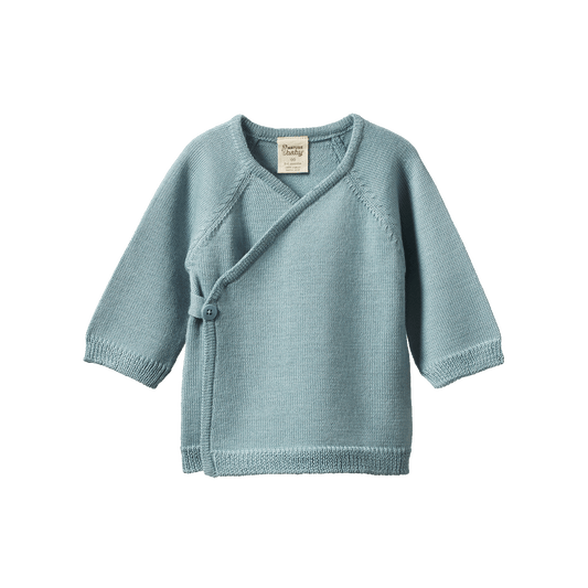 Nature Baby Merino Knit Kimono Jacket Powder Blue