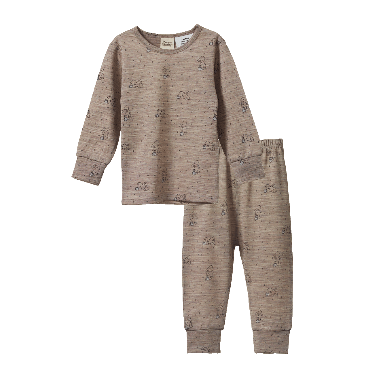 Nature Baby Merino Essential Long Sleeve Pyjamas Set Bramble Burrow Print Merino
