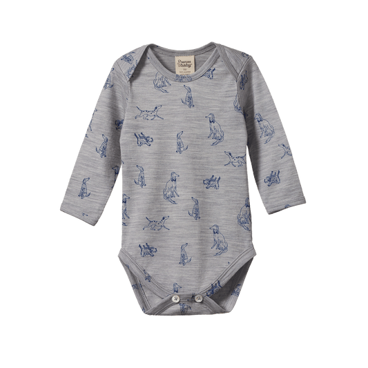 Nature Baby Merino Essential Long Sleeve Bodysuit Best Friend Print