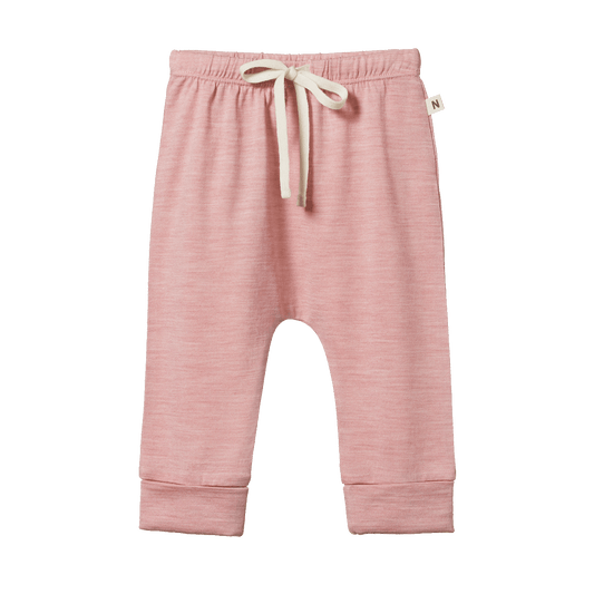 Nature Baby Merino Essential Drawstring Pants Mauve Marl