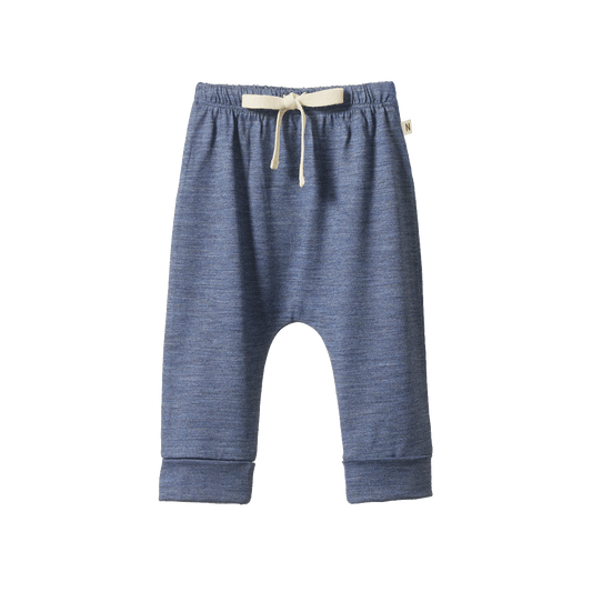 Nature Baby Merino Essential Drawstring Pants Vintage Indigo Marl