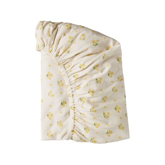 Nature Baby Fitted Sheet Jersey Daisy Daze Yellow Print Bassinet