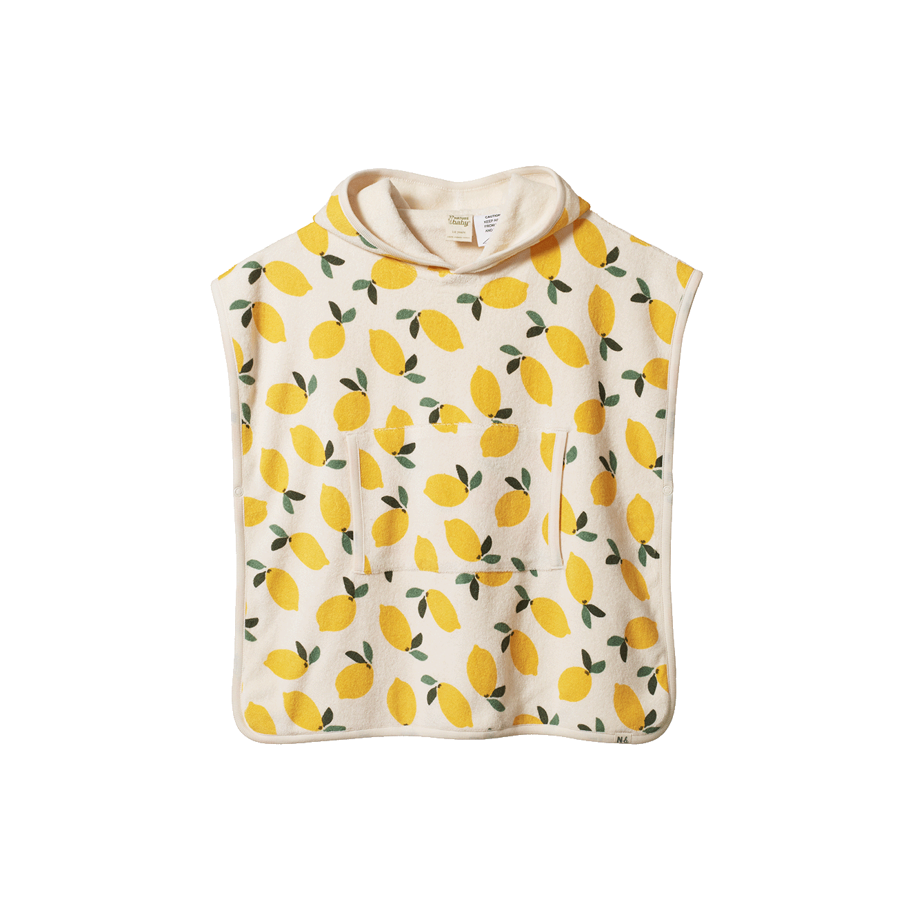 Nature Baby Organic Cotton Poncho Towel Lemon Print Towel