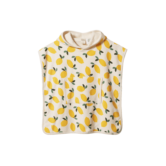 Nature Baby Organic Cotton Poncho Towel Lemon Print Towel