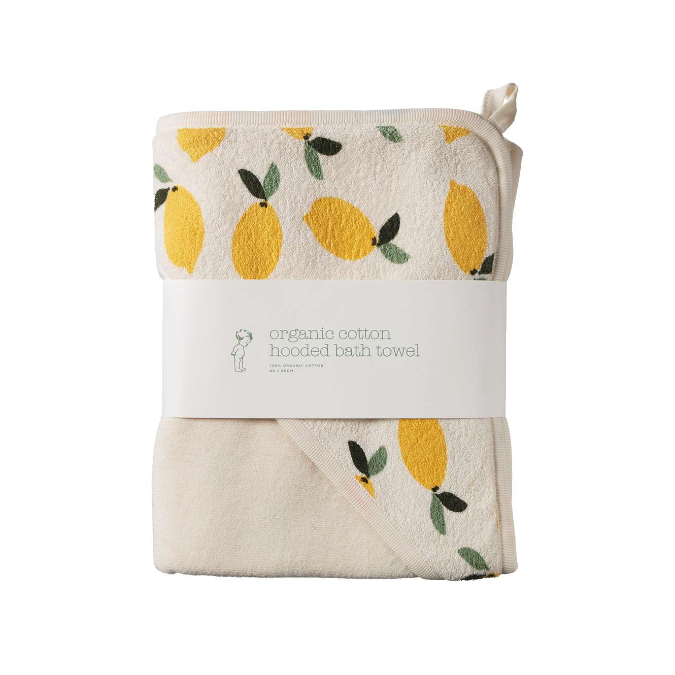 Nature Baby Organic Cotton Hooded Towel Lemon Print Terry