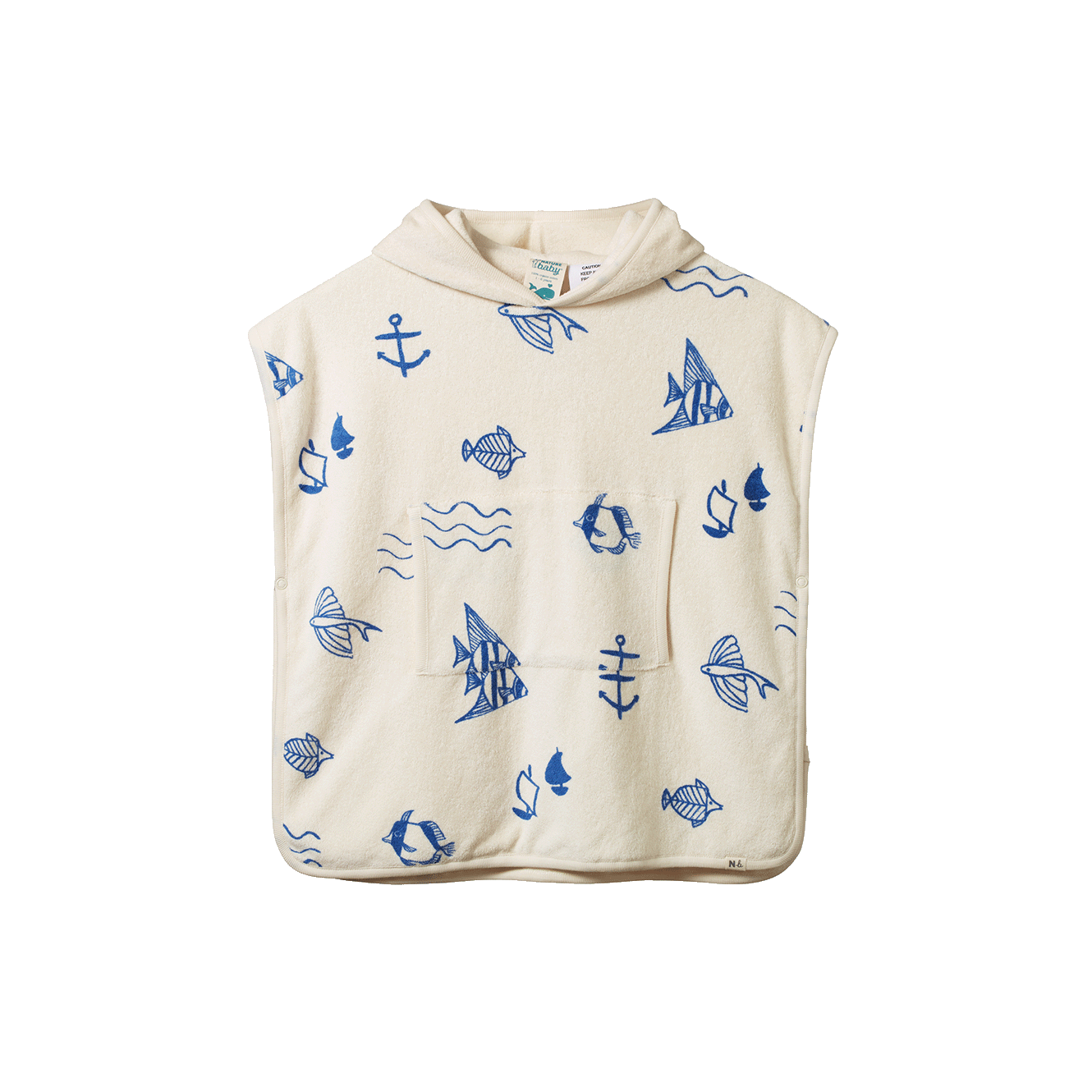 Nature Baby Organic Cotton Poncho Towel Atlantic Print Terry