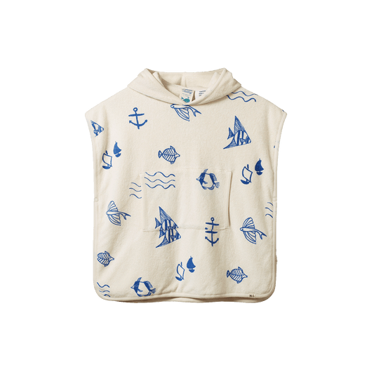 Nature Baby Organic Cotton Poncho Towel Atlantic Print Terry