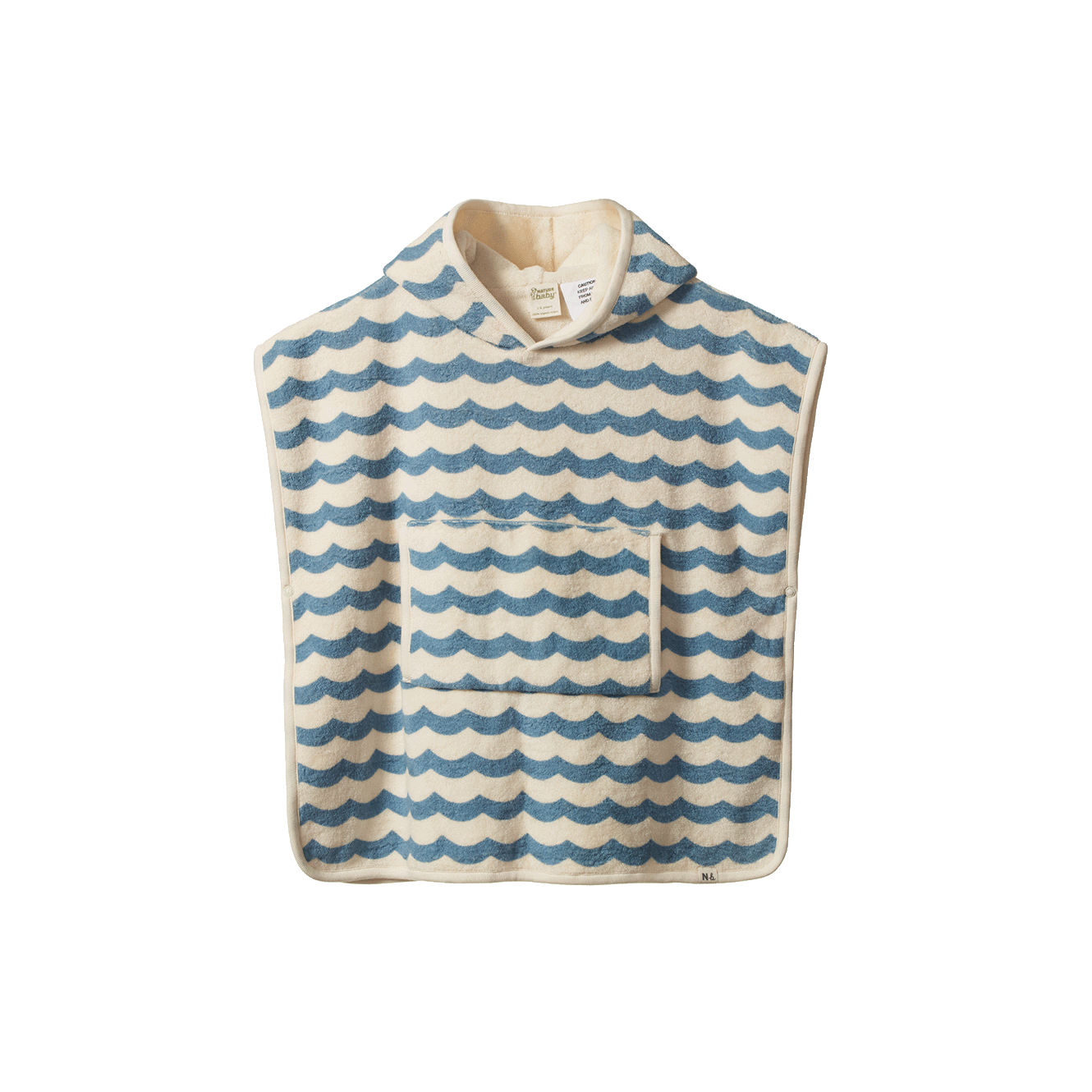 Nature Baby Organic Cotton Poncho Towel Waves Print