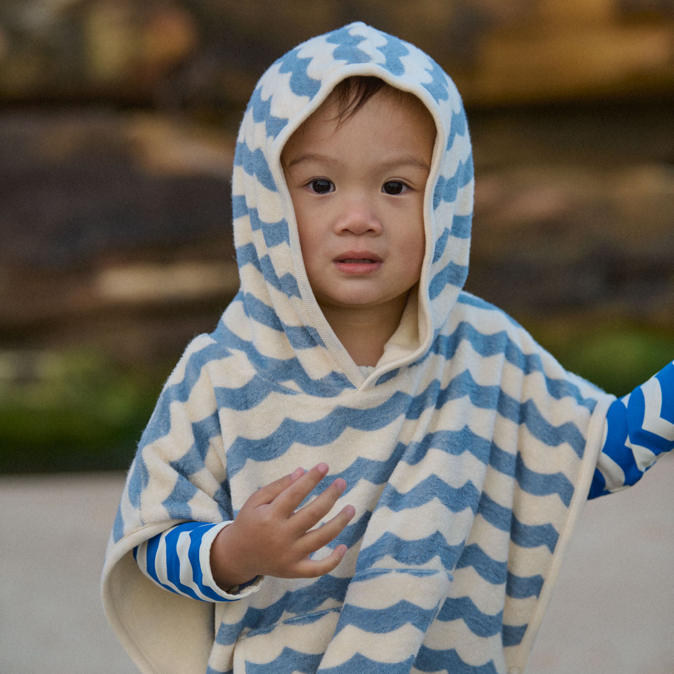 Nature Baby Organic Cotton Poncho Towel Waves Print