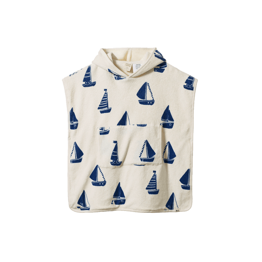 Nature Baby Organic Cotton Poncho Towel Regatta Print Terry