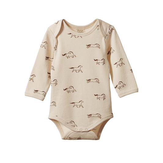 Nature Baby Long Sleeve Bodysuit Gallop Print