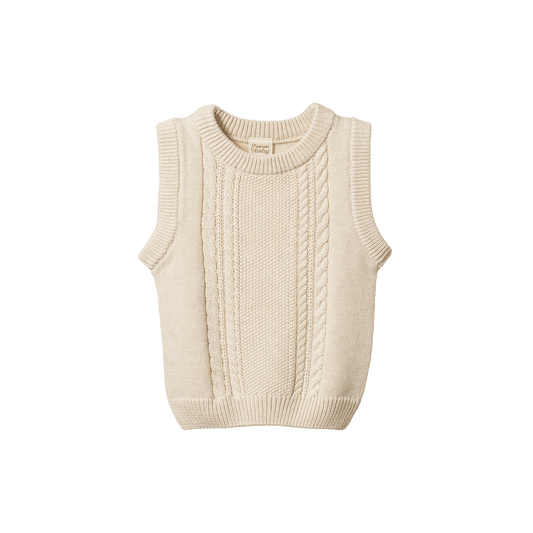 Nature Baby Walter Vest Oatmeal Marl Cable Knit