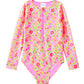 Milky Neon Bloom Long Sleeve Swimsuit