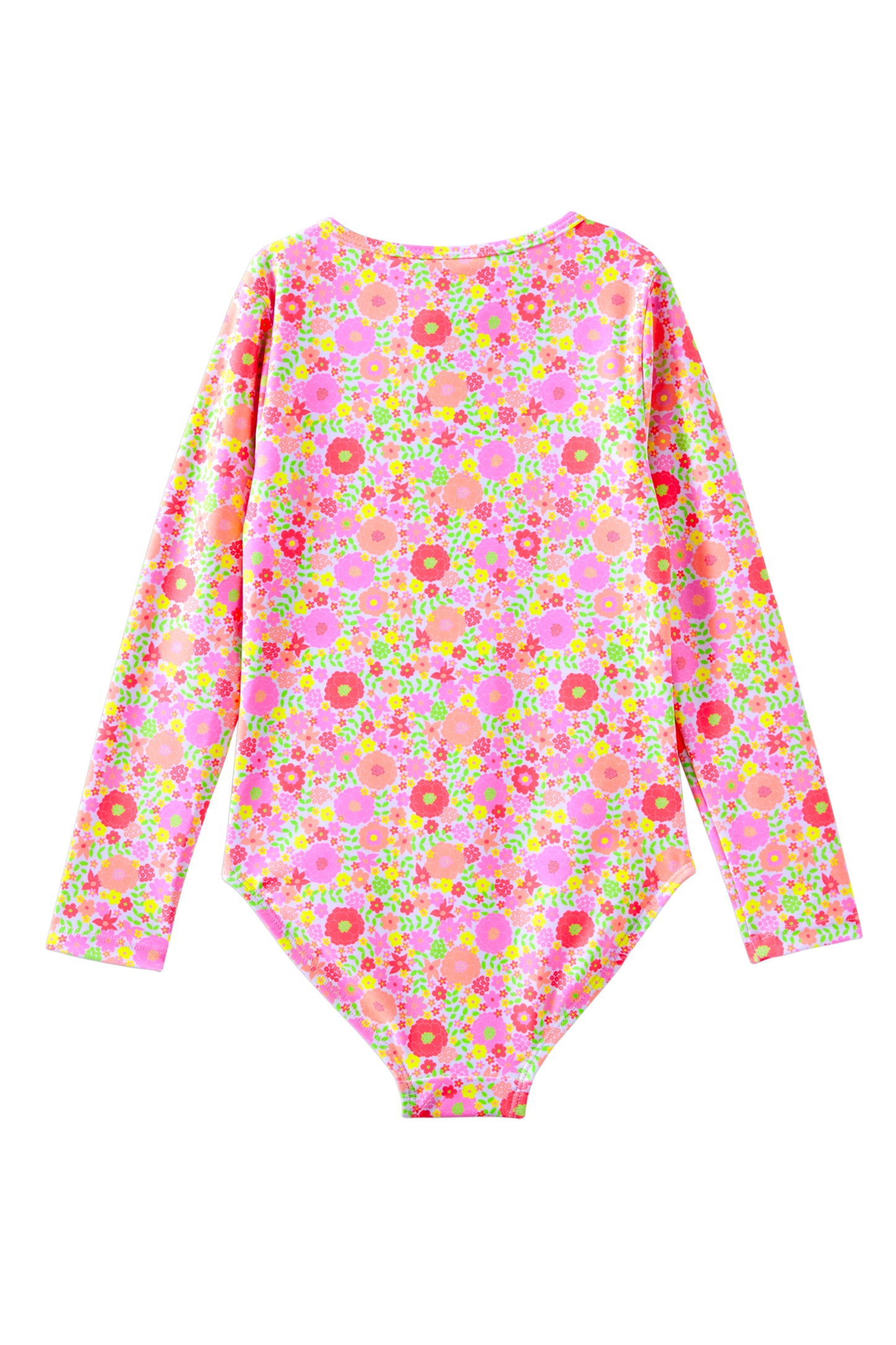 Milky Neon Bloom Long Sleeve Swimsuit