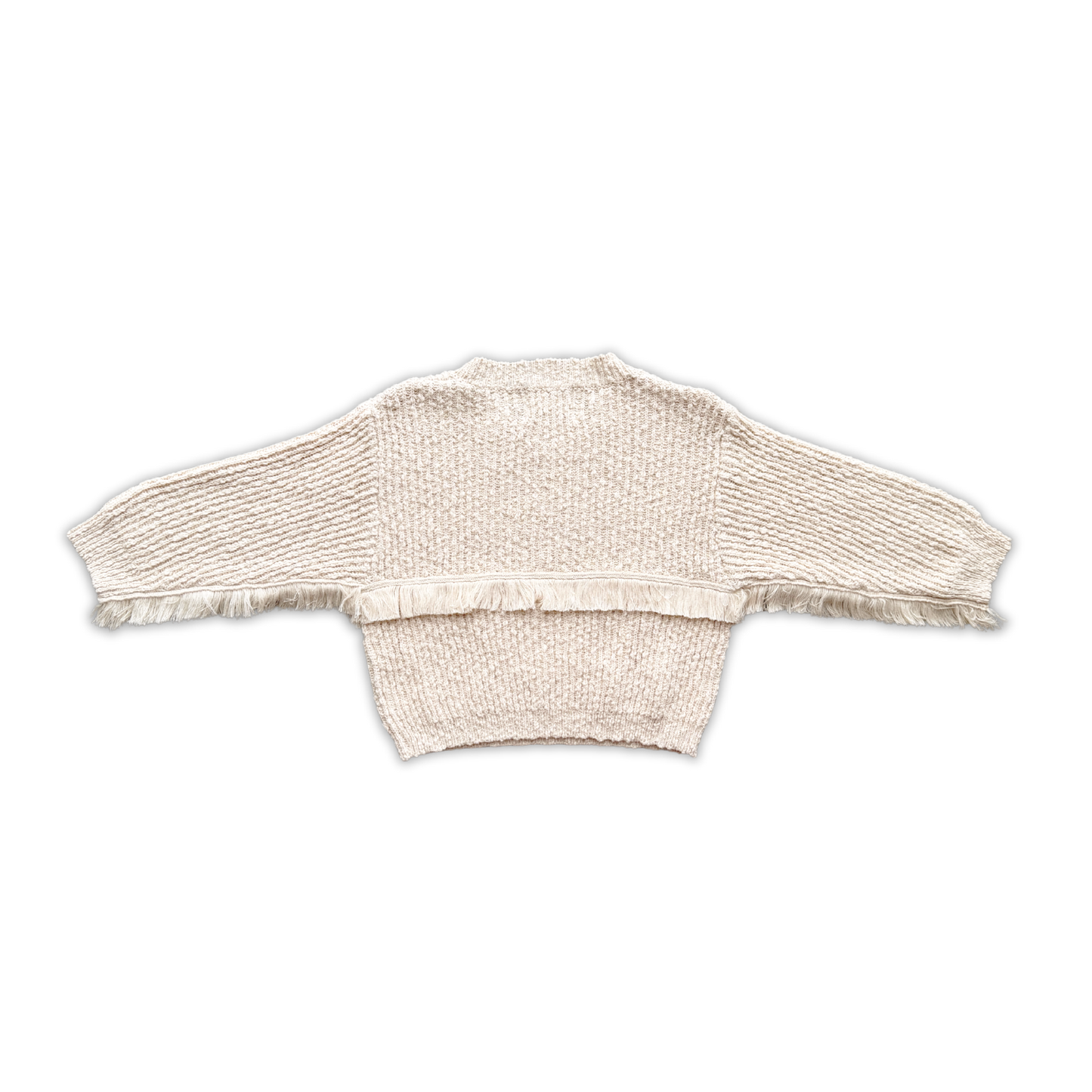 Grown Organic Fringe Rib Knit Pull Over Natural