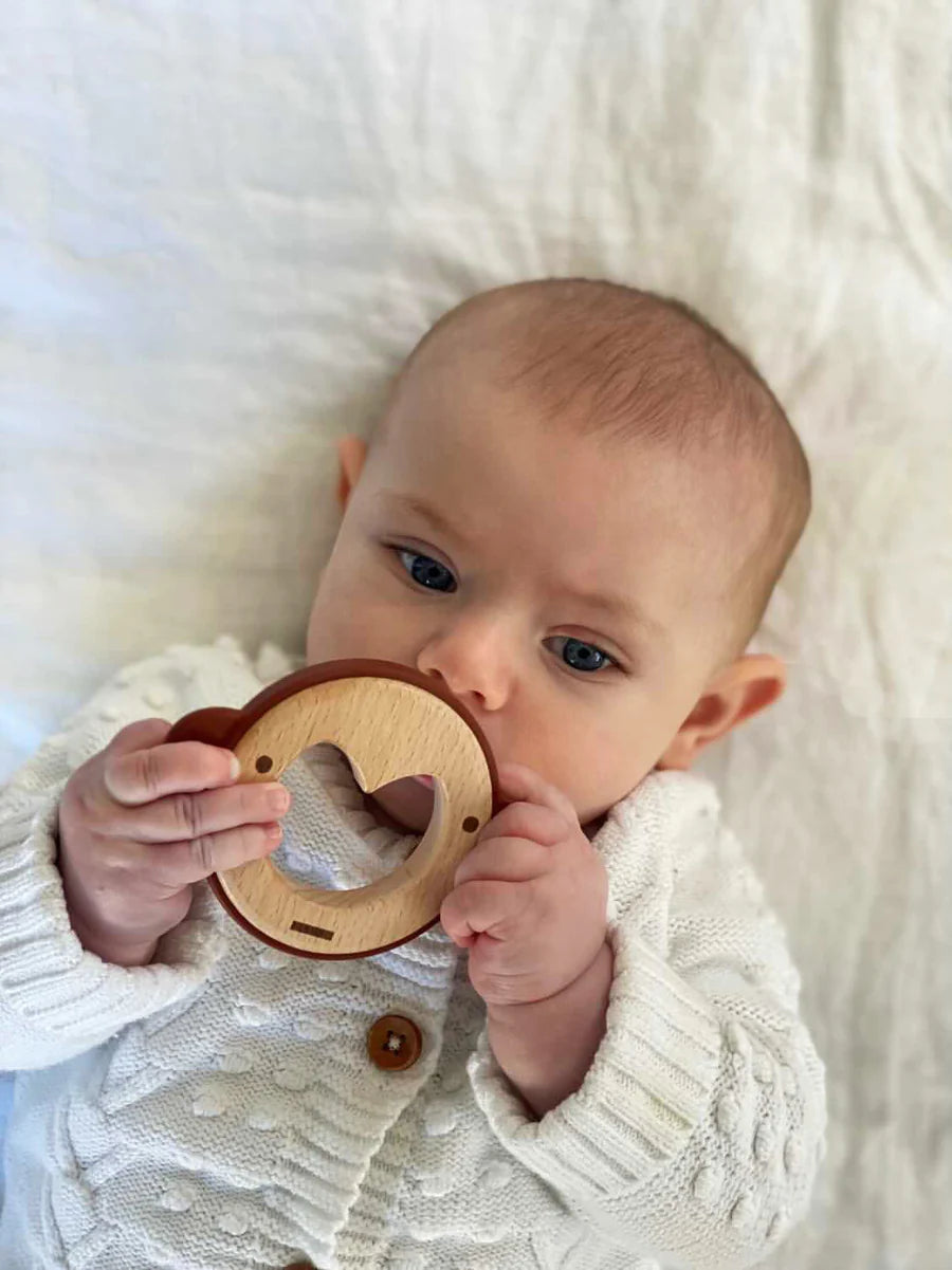 Over the Dandelions Mykah Monkey Teether Wood + Silicone