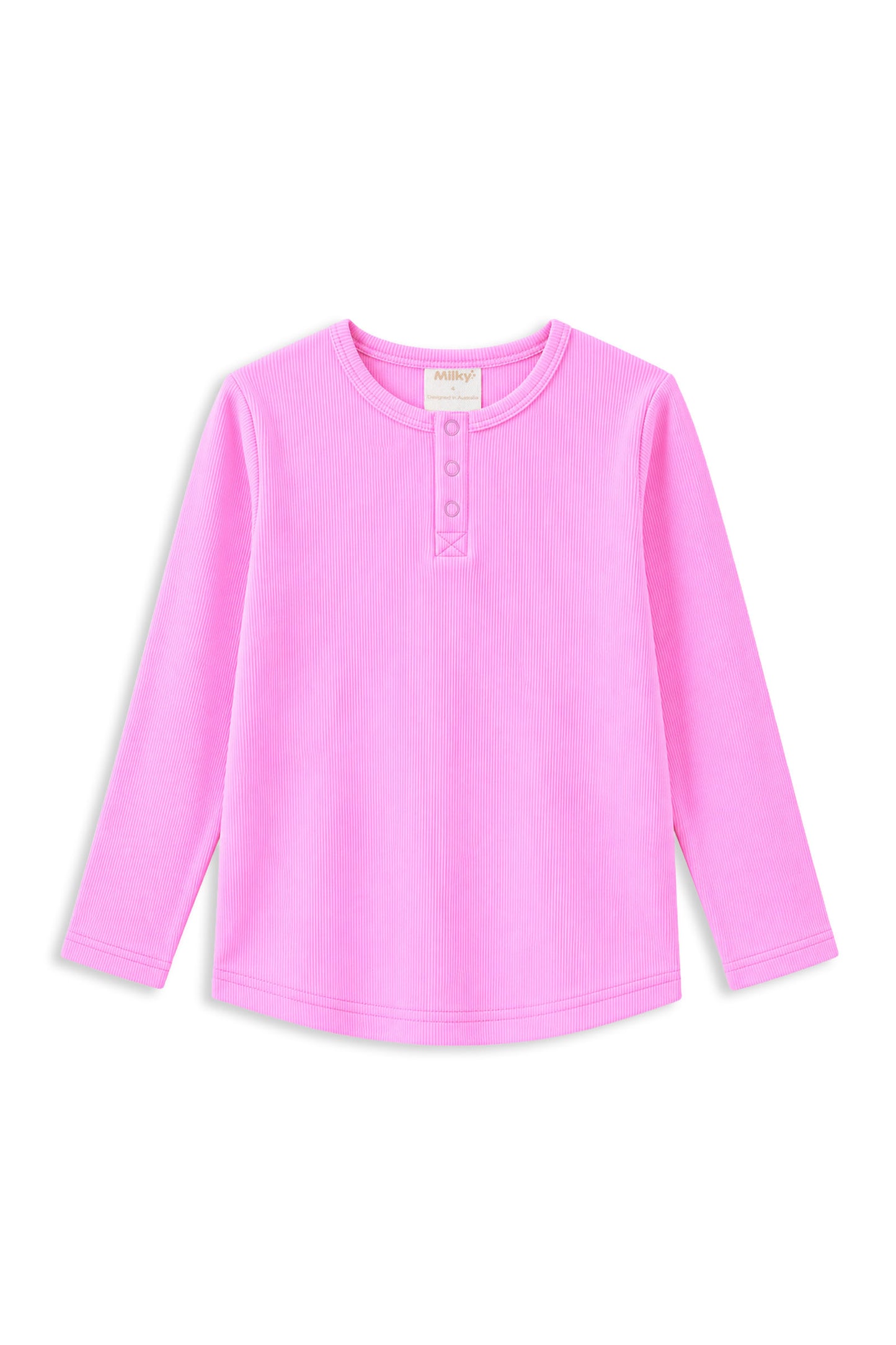 Milky Pink Henley Long Sleeve Tee