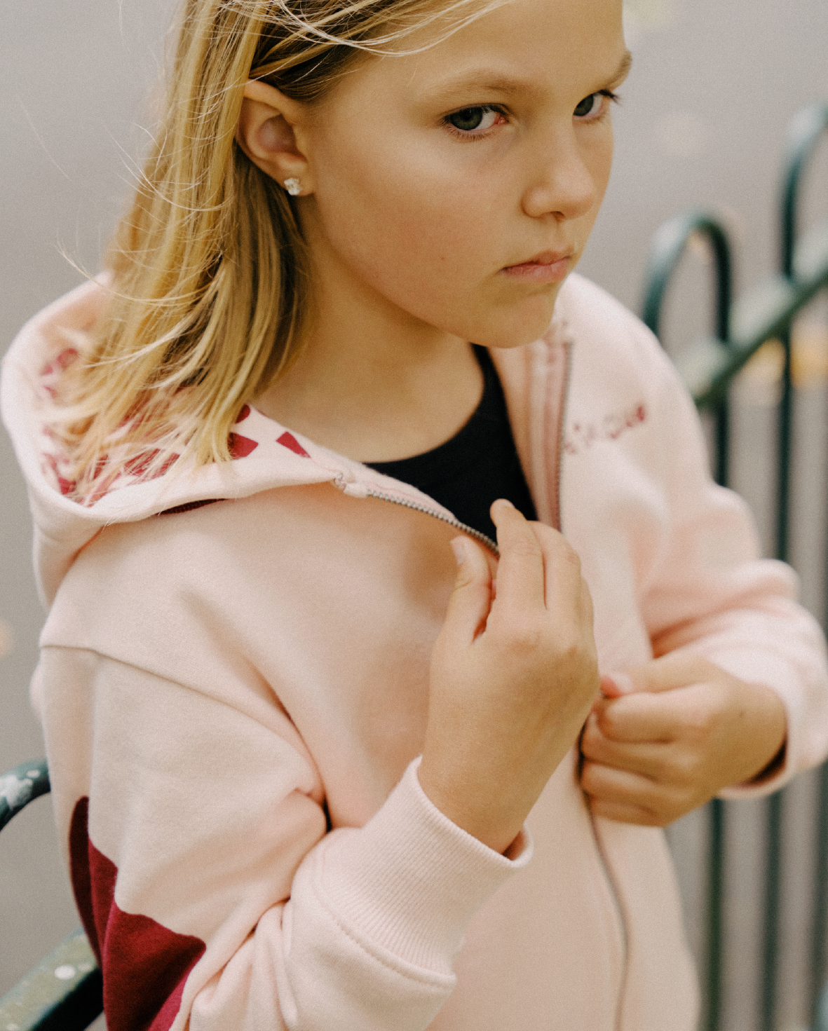 The Girl Club Pink Heart Zip Hood