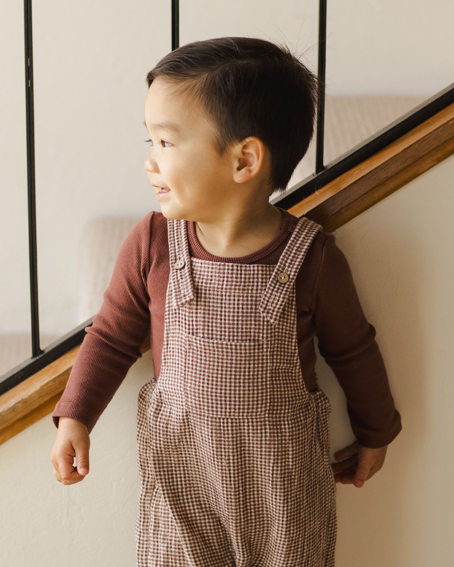 Quincy Mae Overall Plum Gingham