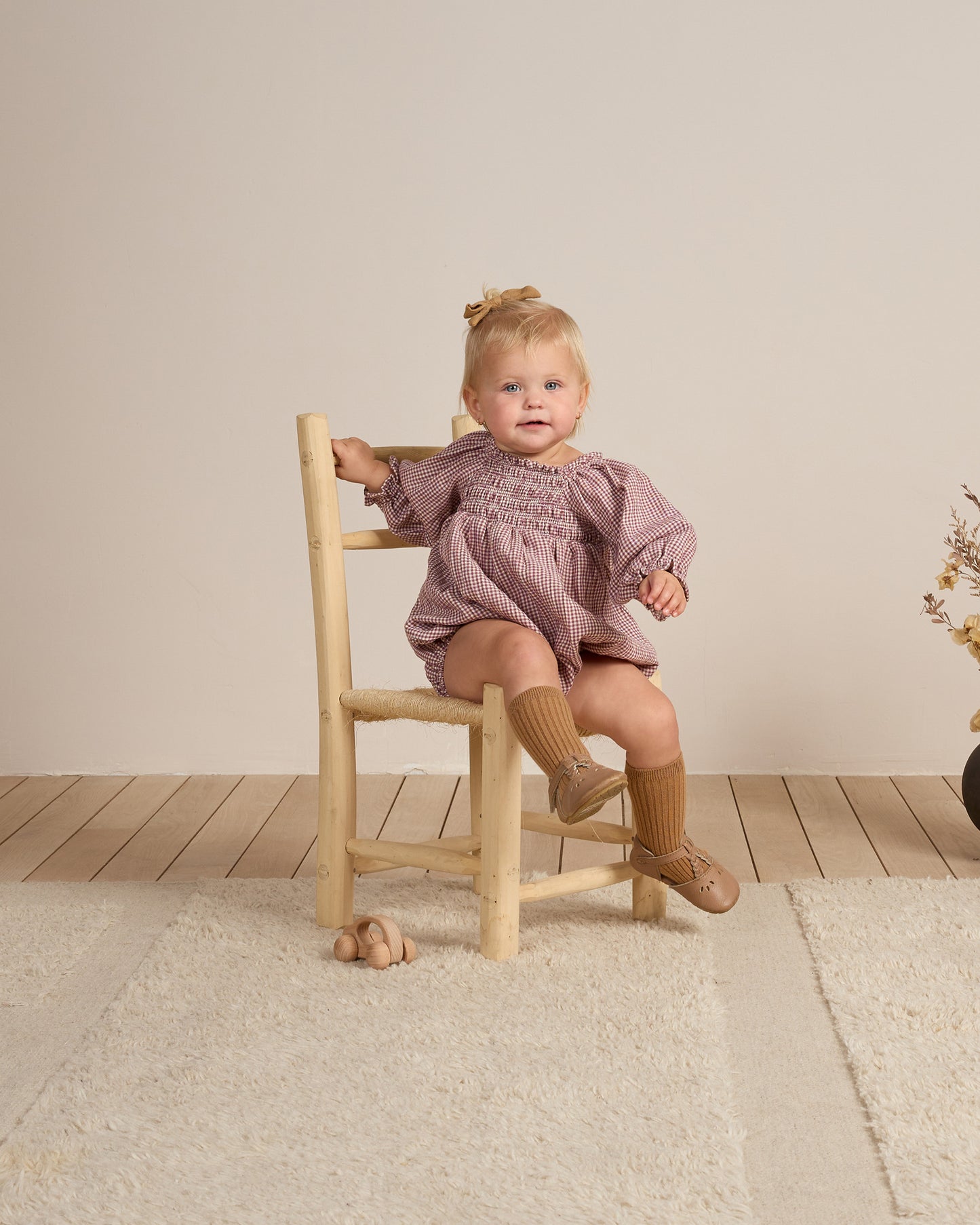 Quincy Mae Eden Romper Plum Gingham