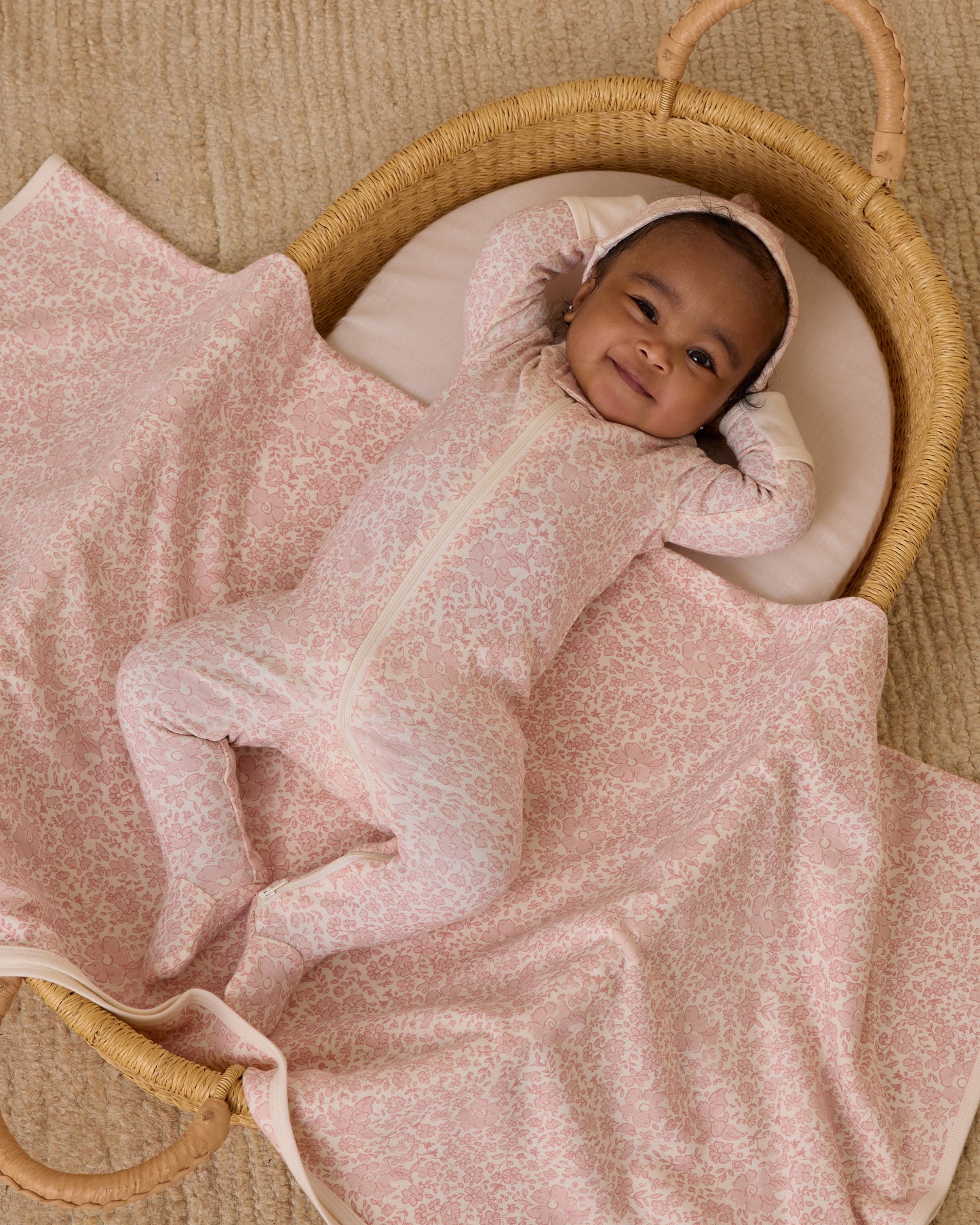 Quincy Mae  Zip Long Sleeve Sleeper Footie | Pink Blossom