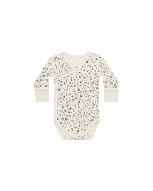 Quincy Mae Side Snap Bodysuit Blue Floral