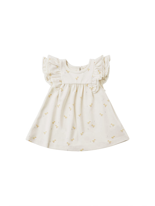 Quincy Mae Flutter Dress Ivory Ducks