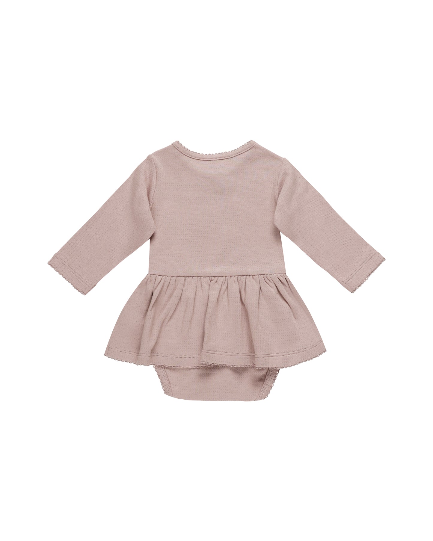 Quincy Mae Pointelle Skirted Bodysuit Mauve