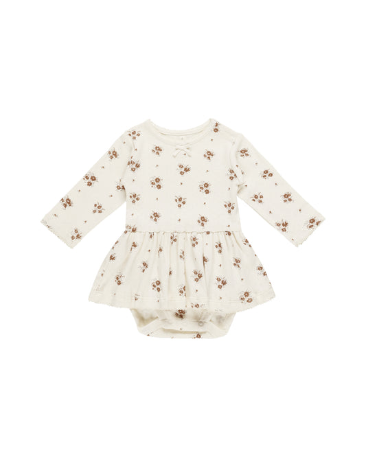 Quincy Mae Pointelle Skirted Bodysuit Autumn Flora