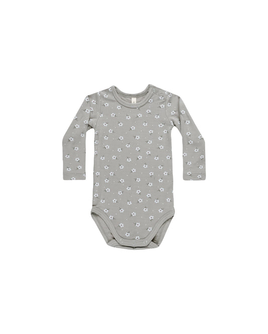 Quincy Mae Bamboo Long Sleeve Bodysuit Blue Ditsy