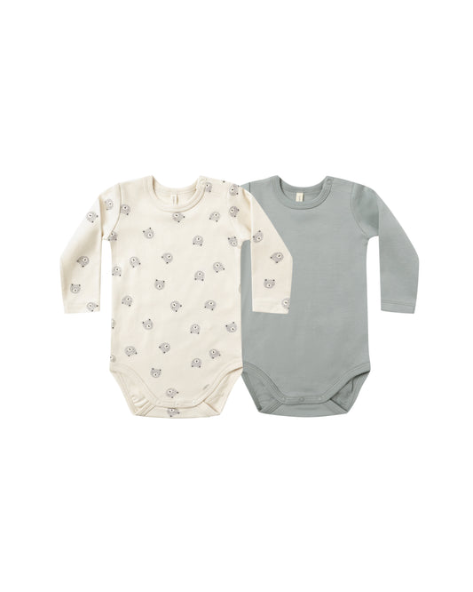 Quincy Mae Jersey Bodysuit, 2 Pack | Bears & Steel Blue *Pre-Order*
