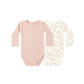 Quincy Mae Jersey Bodysuit, 2 Pack | Floral Vine + Dusty Rose