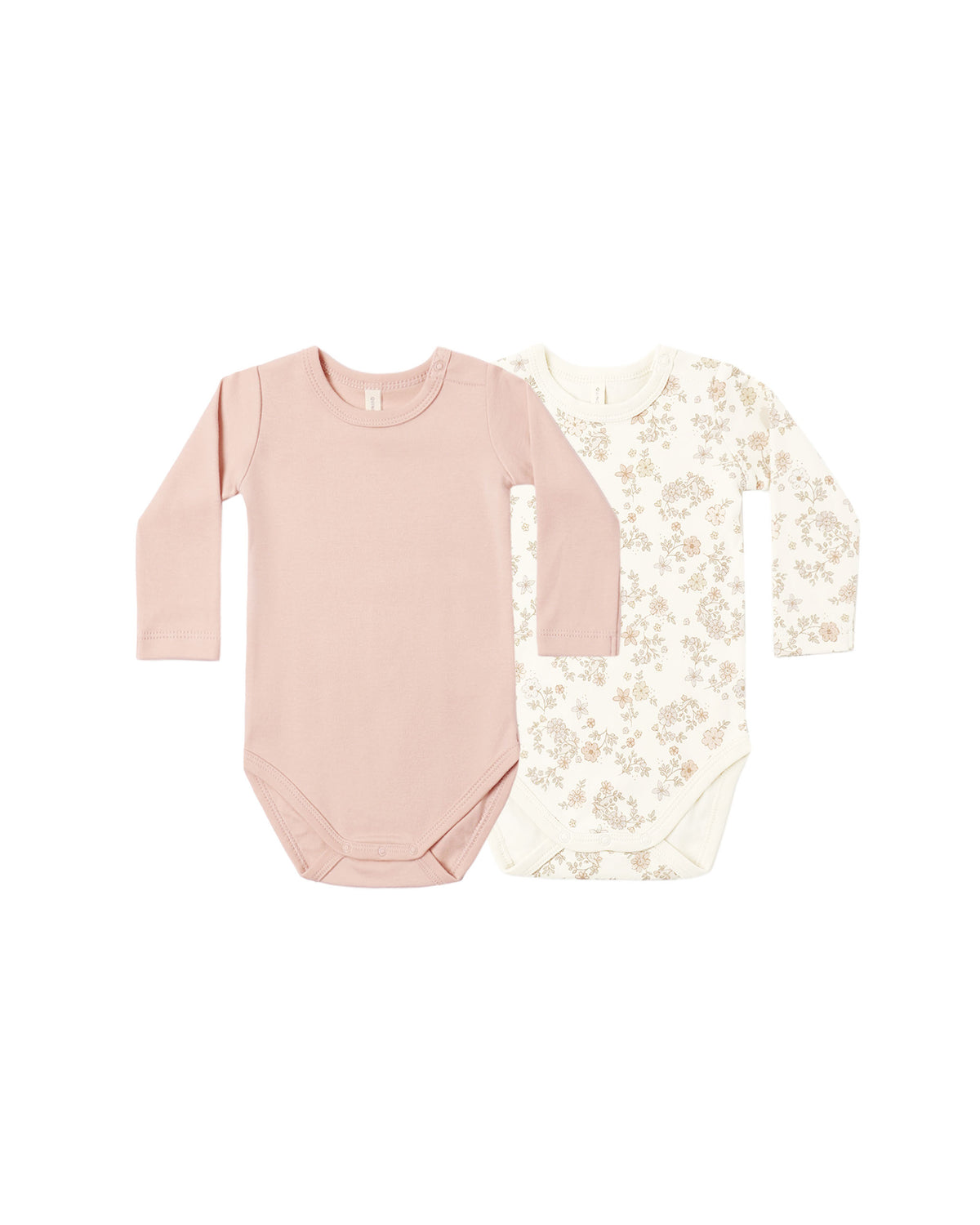 Quincy Mae Jersey Bodysuit, 2 Pack | Floral Vine + Dusty Rose