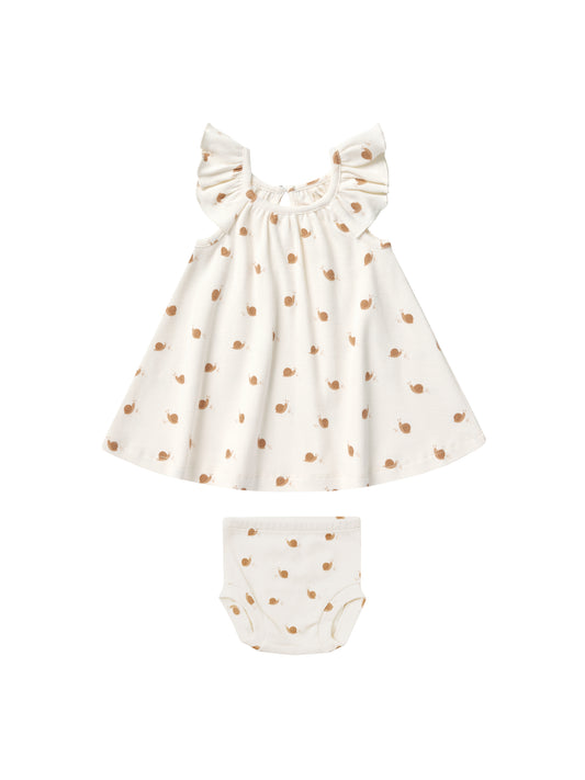 Quincy Mae Ruffle Swing Dress Snails Ivory