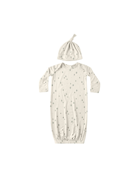 Quincy Mae Bamboo Baby Gown + Hat Set | Trees *Pre-Order*