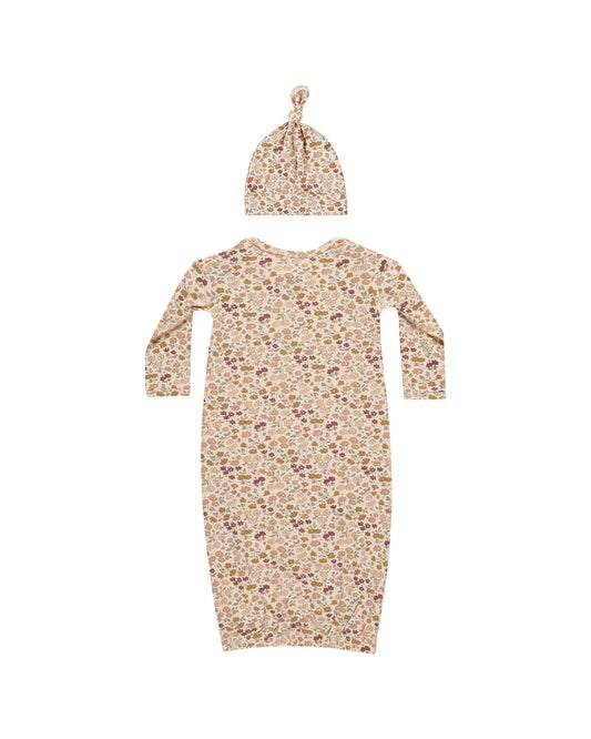 Quincy Mae Bamboo Baby Gown & Hat Set Posy