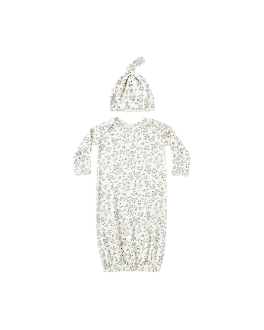 Quincy Mae Bamboo Baby Gown + Hat Set | Woodland*Pre-Order*