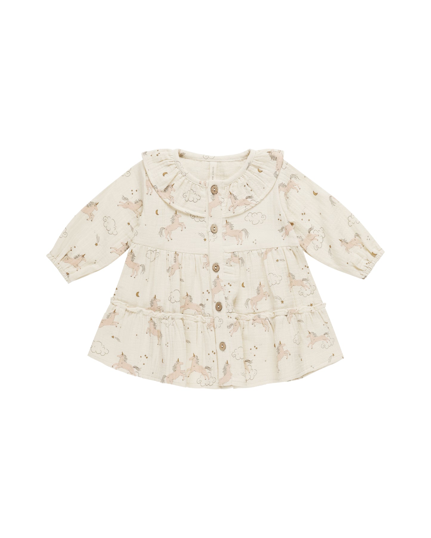 Quincy Mae Ruffle Collar Button Dress Unicorns