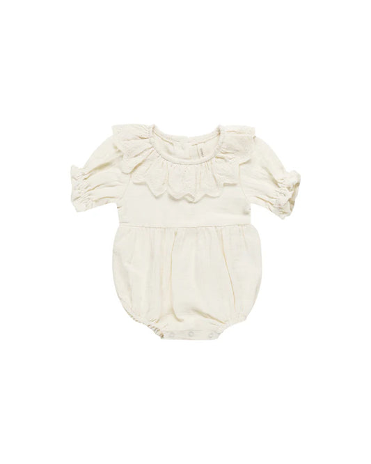 Quincy Mae Collared Romper Ivory