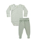 Quincy Mae Side Snap Bodysuit + Pant Set | Fern Stripe *Pre-Order*
