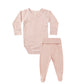 Quincy Mae Side Snap Bodysuit + Pant Set | Rose Micro Stripe *Pre-Order*