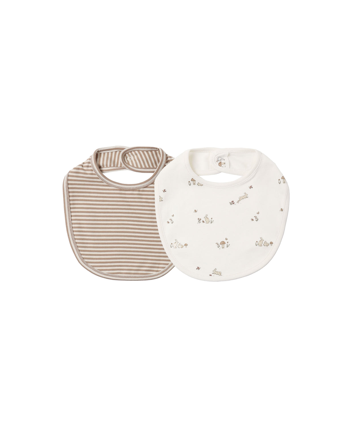 Quincy Mae Jersey Snap Bib, 2 pack | Bunnies + Almond Stripe