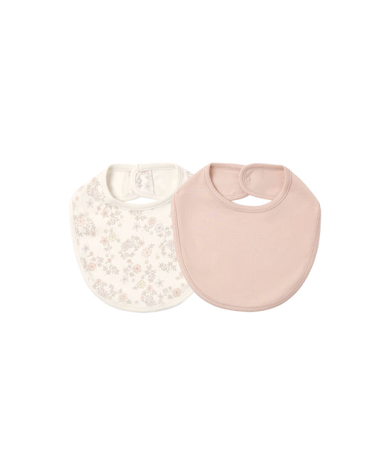Quincy Mae Jersey Snap Bib, 2 pack | Floral Vine + Dusty Rose