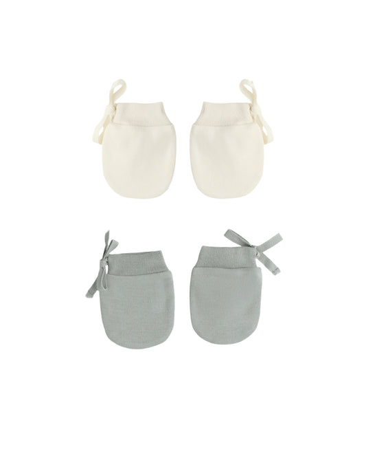 Quincy Mae No Scratch Mittens, Set Of 2 | Steel Blue & Natural *Pre-Order*
