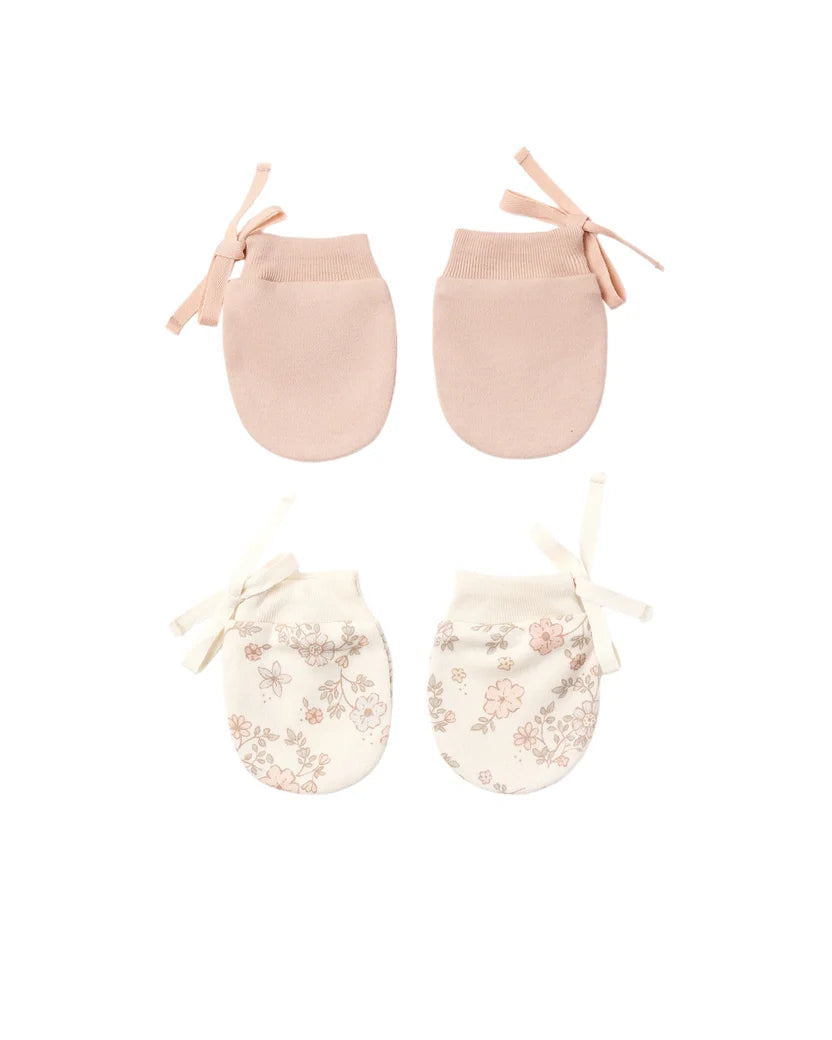 Quincy Mae No Scratch Mittens, set of 2 | Floral Vine + Dusty Rose