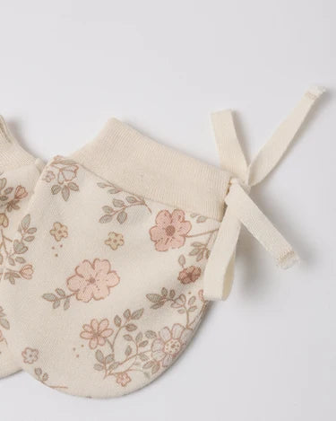 Quincy Mae No Scratch Mittens, set of 2 | Floral Vine + Dusty Rose