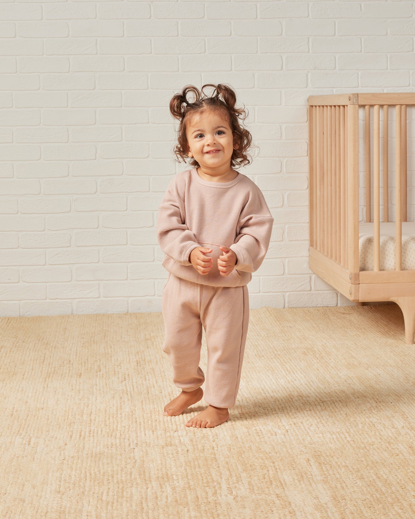 Quincy Mae Waffle Slouch Set Blush