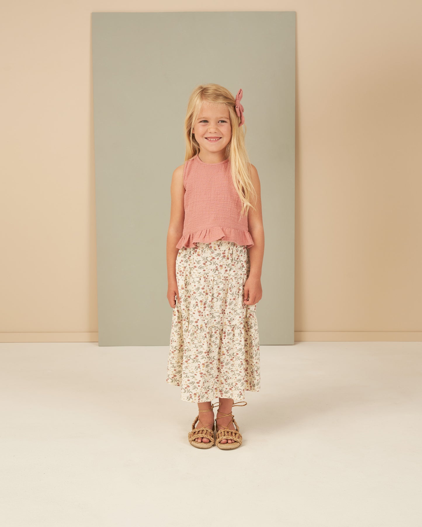 Rylee & Cru Tiered Midi Skirt Aster